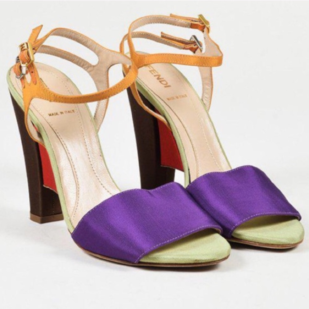 Fendi Grosgrain Block Heels Sandals, US size 6.5